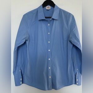J. Crew Haberdashery Refined Women's Blue Collar Stretch Button-Up ¾ sleeves